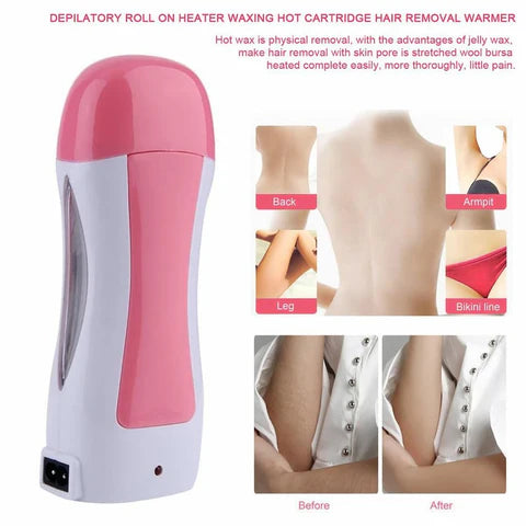 3 in 1 Depilatory Wax Roll On Heater With Epilator Machine with Wax Refill and Strips