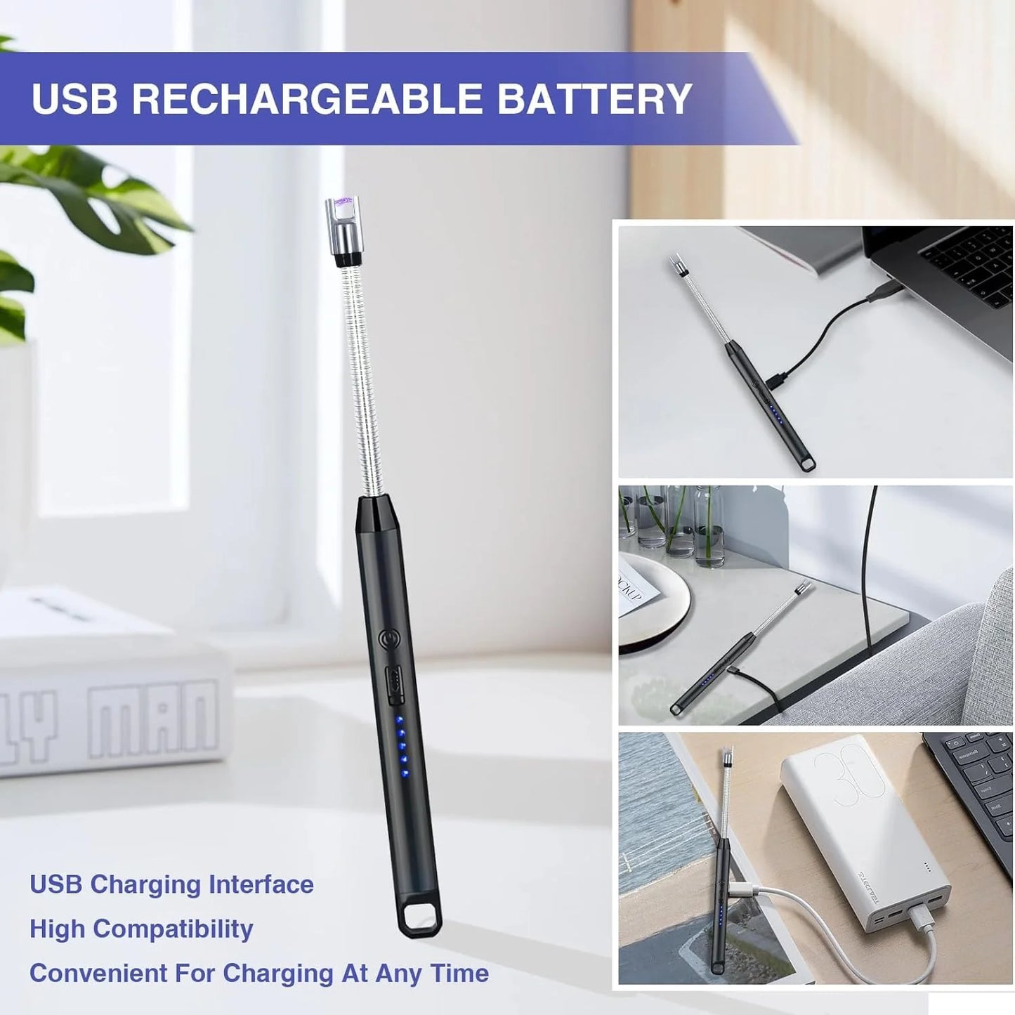 Stainless Steel Electric Rechargeable Arc Lighter