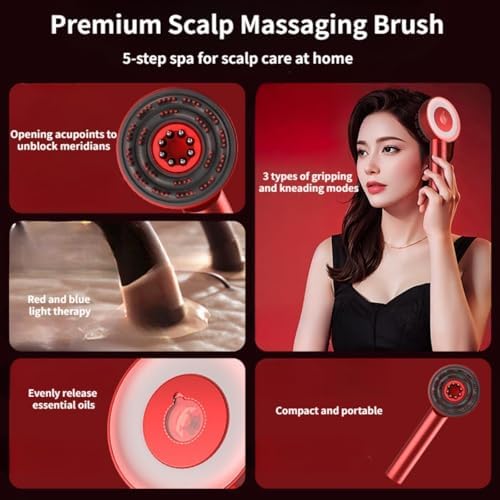 Magnetic Oil Dispensing Massage Comb With Red Light Therapy