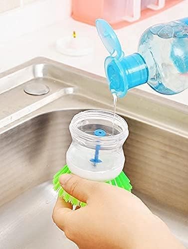 Dish and Washbasin Plastic Cleaning Brush with Liquid Soap Dispenser