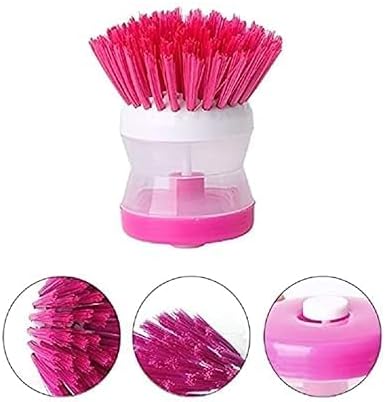 Dish and Washbasin Plastic Cleaning Brush with Liquid Soap Dispenser