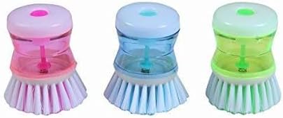 Dish and Washbasin Plastic Cleaning Brush with Liquid Soap Dispenser