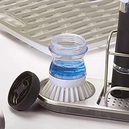 Dish and Washbasin Plastic Cleaning Brush with Liquid Soap Dispenser