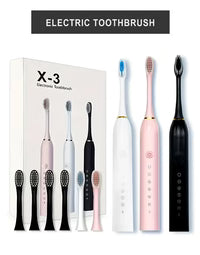 Rechargeable X-3 Sonic Electric Toothbrush with 4 Detachable Bristles